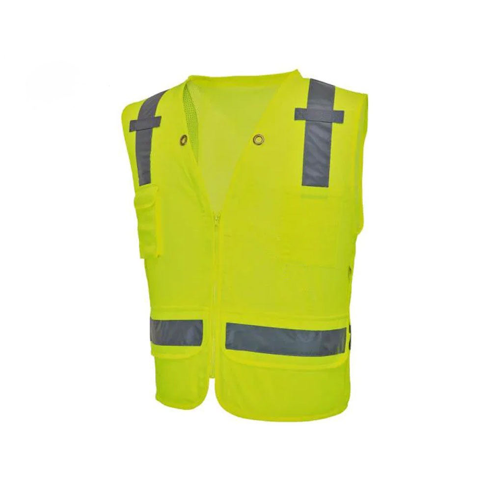 Hestic Sports Wear Customized Black Reflective Safety Vest Company Logo With Pockets Custom Color Fluorescent Visibility Work Class 2 Safety Vest